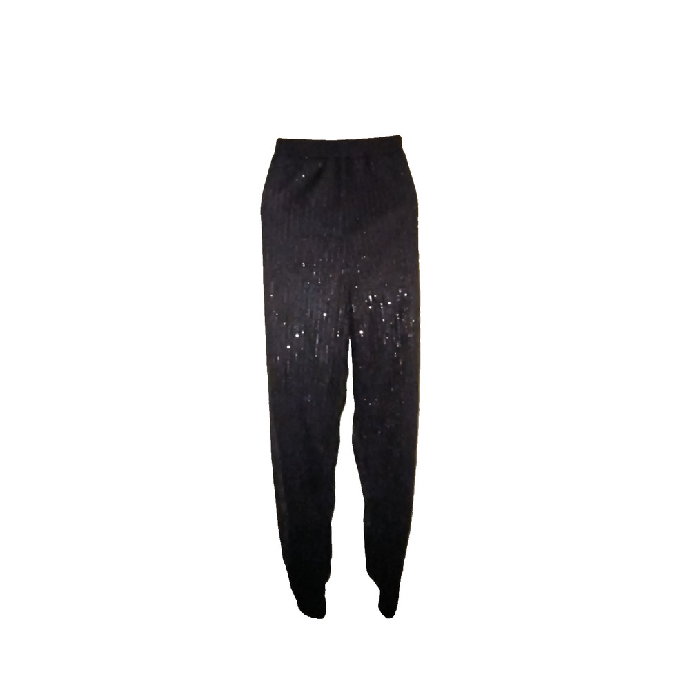 Black Sequin Pants Full-Length Fitted Sparkle Style Size M W005 - Picture 2 of 4